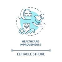 Healthcare improvements turquoise concept icon. RE economic benefits abstract idea thin line illustration. Isolated outline drawing. Editable stroke. Roboto-Medium, Myriad Pro-Bold fonts used vector