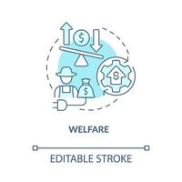 Welfare turquoise concept icon. Life quality improvement. Electrification abstract idea thin line illustration. Isolated outline drawing. Editable stroke. Roboto-Medium, Myriad Pro-Bold fonts used vector