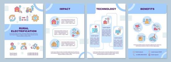 plantilla de folleto de electrificación rural. diseño de impresión de folletos con iconos lineales. diseños vectoriales para presentación, informes anuales, anuncios. arial-black, innumerables fuentes pro-regulares utilizadas vector