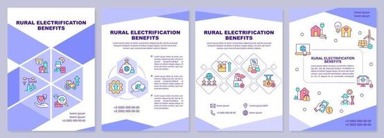 plantilla de folleto de beneficios de electrificación rural. diseño de impresión de folletos con iconos lineales. diseños vectoriales para presentación, informes anuales, anuncios. arial-black, innumerables fuentes pro-regulares utilizadas vector