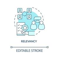 Relevancy turquoise concept icon. Exchange relevant info abstract idea thin line illustration. Holding audience attention. Isolated outline drawing. Editable stroke. Arial, Myriad Pro-Bold fonts used vector