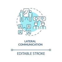 Lateral communication turquoise concept icon. Hierarchical organization abstract idea thin line illustration. Isolated outline drawing. Editable stroke. Arial, Myriad Pro-Bold fonts used vector