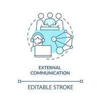 External communication turquoise concept icon. Corporate conversation type abstract idea thin line illustration. Isolated outline drawing. Editable stroke. Arial, Myriad Pro-Bold fonts used vector