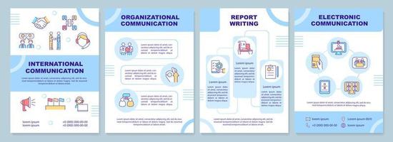 tipos de comunicación en la plantilla de folleto comercial. diseño de impresión de folletos con iconos lineales. diseños vectoriales para presentación, informes anuales, anuncios. arial-black, innumerables fuentes pro-regulares utilizadas vector