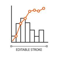 Pareto curve linear icon. Information chart and graph. 80-20 rule visualization. Social wealth distribution. Thin line illustration. Contour symbol. Vector isolated outline drawing. Editable stroke