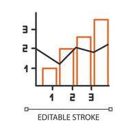 Mixed chart linear icon. Vertical histogram with linear elements. Information chart. Diagram. Marketing. Thin line illustration. Contour symbol. Vector isolated outline drawing. Editable stroke