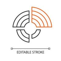 Radial diagram linear icon. Round chart, circular graph. Radar diagram. Info value extend from central point. Thin line illustration. Contour symbol. Vector isolated outline drawing. Editable stroke