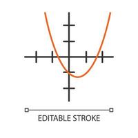 Function graph linear icon. Curve chart with increasing section and segmented bar. Trigonometry, geometry. Thin line illustration. Contour symbol. Vector isolated outline drawing. Editable stroke