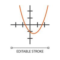 Function graph linear icon. Curve chart with increasing section and segmented bar. Trigonometry, geometry. Thin line illustration. Contour symbol. Vector isolated outline drawing. Editable stroke