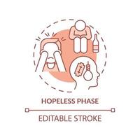 Hopeless phase terracotta concept icon. Mental condition. Compulsive gambling issue abstract idea thin line illustration. Isolated outline drawing. Editable stroke. Arial, Myriad Pro-Bold fonts used vector