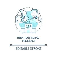 Inpatient rehab program turquoise concept icon. Compulsive gambling treatment abstract idea thin line illustration. Isolated outline drawing. Editable stroke. Arial, Myriad Pro-Bold fonts used vector