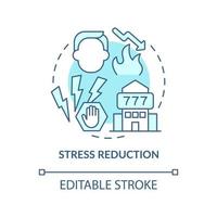 Stress reduction turquoise concept icon. Therapy effect. Gambling positive effect abstract idea thin line illustration. Isolated outline drawing. Editable stroke. Arial, Myriad Pro-Bold fonts used vector