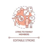 Lying to family members terracotta concept icon. Gambling addiction symptom abstract idea thin line illustration. Isolated outline drawing. Editable stroke. Arial, Myriad Pro-Bold fonts used