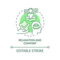 Relaxation and comfort green concept icon. Interesting hobby. Betting positive effect abstract idea thin line illustration. Isolated outline drawing. Editable stroke. Arial, Myriad Pro-Bold fonts used vector
