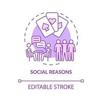 Social reasons purple concept icon. Finding with friends. Reason to gamble abstract idea thin line illustration. Isolated outline drawing. Editable stroke. Arial, Myriad Pro-Bold fonts used vector