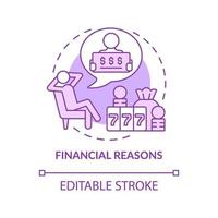 Financial reasons purple concept icon. Wishing to get jackpot. Reason to gamble abstract idea thin line illustration. Isolated outline drawing. Editable stroke. Arial, Myriad Pro-Bold fonts used vector