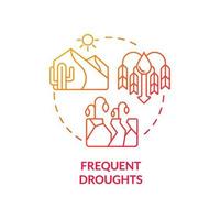 Frequent droughts red gradient concept icon. Effects of climate change abstract idea thin line illustration. Isolated outline drawing. Editable stroke. Roboto-Medium, Myriad Pro-Bold fonts used vector