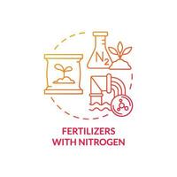 Fertilizers with nitrogen red gradient concept icon. Climate change abstract idea thin line illustration. Isolated outline drawing. Editable stroke. Roboto-Medium, Myriad Pro-Bold fonts used vector