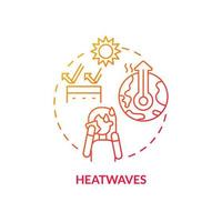 Heatwaves red gradient concept icon. Abnormal heat. Effects of climate change abstract idea thin line illustration. Isolated outline drawing. Editable stroke. Roboto-Medium, Myriad Pro-Bold fonts used vector