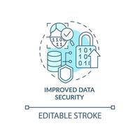 Improved data security turquoise concept icon. Incrcease cyber safety. Web 3 0 abstract idea thin line illustration. Isolated outline drawing. Editable stroke. Arial, Myriad Pro-Bold fonts used vector