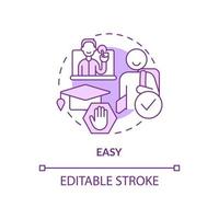 Easy purple concept icon. No education required for professional project. Web 3 0 abstract idea thin line illustration. Isolated outline drawing. Editable stroke. Arial, Myriad Pro-Bold fonts used vector