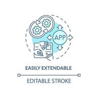 Easily extendable turquoise concept icon. Extensible app for business. Web 3 0 abstract idea thin line illustration. Isolated outline drawing. Editable stroke. Arial, Myriad Pro-Bold fonts used vector