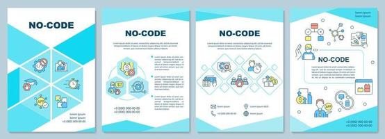 No code brochure template. Web 3 0 solutions. Booklet print design with linear icons. Vector layouts for presentation, annual reports, ads. Arial-Black, Myriad Pro-Regular fonts used