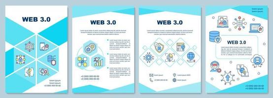 Web 3 0 brochure template. Low code solution. Booklet print design with linear icons. Vector layouts for presentation, annual reports, ads. Arial-Black, Myriad Pro-Regular fonts used