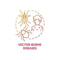 Vector borne diseases red gradient concept icon. Climate change and health abstract idea thin line illustration. Isolated outline drawing. Editable stroke. Roboto-Medium, Myriad Pro-Bold fonts used