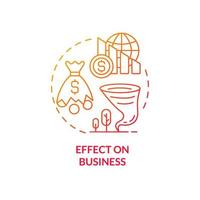 Effect on business red gradient concept icon. Climate change negative effect abstract idea thin line illustration. Isolated outline drawing. Editable stroke. Roboto-Medium, Myriad Pro-Bold fonts used vector