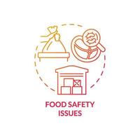 Food safety issues red gradient concept icon. Climate change and health abstract idea thin line illustration. Isolated outline drawing. Editable stroke. Roboto-Medium, Myriad Pro-Bold fonts used vector