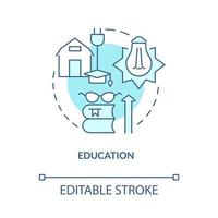 Education turquoise concept icon. Rural electrification economic benefits abstract idea thin line illustration. Isolated outline drawing. Editable stroke. Roboto-Medium, Myriad Pro-Bold fonts used vector
