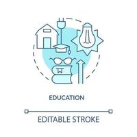 icono de concepto de educación turquesa. electrificación rural beneficios económicos idea abstracta ilustración de línea delgada. dibujo de contorno aislado. trazo editable. roboto-medium, innumerables fuentes pro-bold utilizadas vector