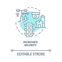 Increased security turquoise concept icon. Benefits of energy services and RE abstract idea thin line illustration. Isolated outline drawing. Editable stroke. Roboto-Medium, Myriad Pro-Bold fonts used vector