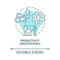 Productivity and efficiency turquoise concept icon. RE economic benefits abstract idea thin line illustration. Isolated outline drawing. Editable stroke. Roboto-Medium, Myriad Pro-Bold fonts used vector