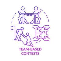 Team-based purple gradient contests concept icon. Boost team connection exercises abstract idea thin line illustration. Isolated outline drawing. Roboto-Medium, Myriad Pro-Bold fonts used vector