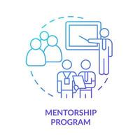 Mentorship program blue gradient concept icon. Corporate trainings for employees abstract idea thin line illustration. Isolated outline drawing. Roboto-Medium, Myriad Pro-Bold fonts used vector