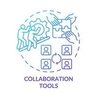 Collaboration tools blue gradient concept icon. Productive teamwork functionality abstract idea thin line illustration. Isolated outline drawing. Roboto-Medium, Myriad Pro-Bold fonts used vector