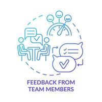 Feedback from team members blue gradient concept icon. Clear communication in team abstract idea thin line illustration. Isolated outline drawing. Roboto-Medium, Myriad Pro-Bold fonts used