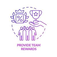 Provide team rewards purple gradient concept icon. Motivation for productive workers abstract idea thin line illustration. Isolated outline drawing. Roboto-Medium, Myriad Pro-Bold fonts used vector