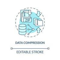 icono de concepto turquesa de compresión de datos. servidor de archivos de copia de seguridad idea abstracta ilustración de línea delgada. dibujo de contorno aislado. trazo editable. roboto-medium, innumerables fuentes pro-bold utilizadas vector