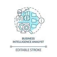 Business intelligence analyst turquoise concept icon. Software manager abstract idea thin line illustration. Isolated outline drawing. Editable stroke. Roboto-Medium, Myriad Pro-Bold fonts used