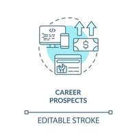 Career prospects turquoise concept icon. Programmer job advancement abstract idea thin line illustration. Isolated outline drawing. Editable stroke. Roboto-Medium, Myriad Pro-Bold fonts used vector