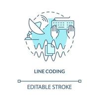 Line coding turquoise concept icon. Telecommunication system abstract idea thin line illustration. Isolated outline drawing. Editable stroke. Roboto-Medium, Myriad Pro-Bold fonts used vector