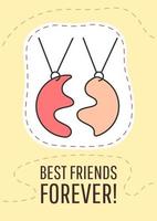 Best friend forever greeting card with color icon element. Strong friendship. Postcard vector design. Decorative flyer with creative illustration. Notecard with congratulatory message