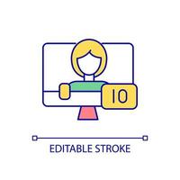 Content creator RGB color icon. Video timeline. Entertainment multimedia online. Platform to search media. Isolated vector illustration. Simple filled line drawing. Editable stroke. Arial font used
