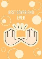 Best boyfriend ever greeting card with color icon element. Felicitate sweetheart. Postcard vector design. Decorative flyer with creative illustration. Notecard with congratulatory message
