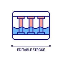Water discharge tunnel RGB color icon. Facility emergency infrastructure. Flood control for natural disaster. Isolated vector illustration. Simple filled line drawing. Editable stroke. Arial font used