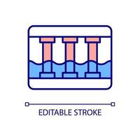 Water discharge tunnel RGB color icon. Facility emergency infrastructure. Flood control for natural disaster. Isolated vector illustration. Simple filled line drawing. Editable stroke. Arial font used