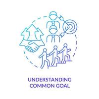 Understanding common goals blue gradient concept icon. Teamwork development abstract idea thin line illustration. Isolated outline drawing. Roboto-Medium, Myriad Pro-Bold fonts used vector